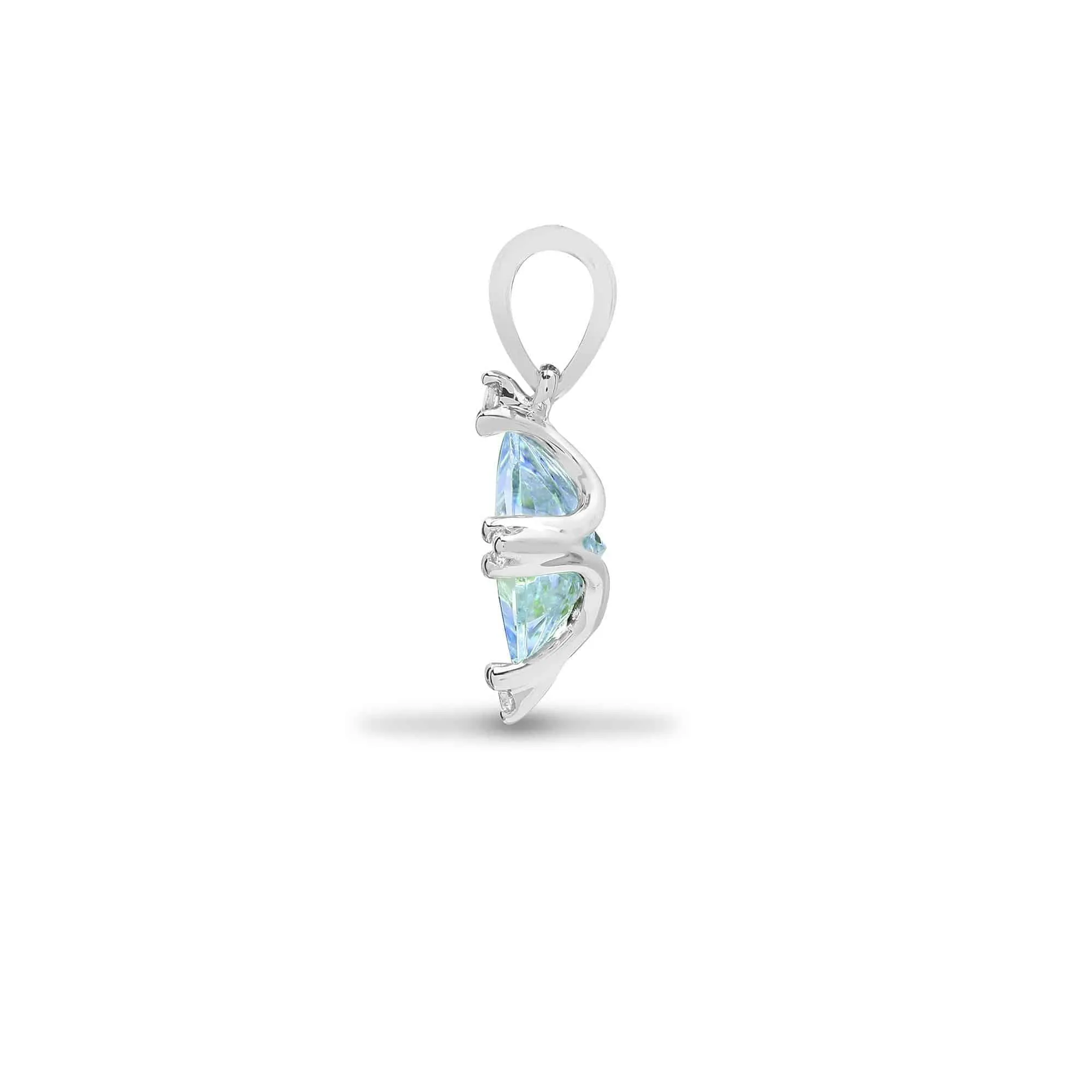 18ct White Gold Diamond And Blue Topaz Pendant
