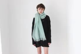 80s Scottish Mohair & New Wool Mint Green Oversized Scarf