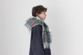 80s Scottish Mohair & Wool Tartan Knit Scarf