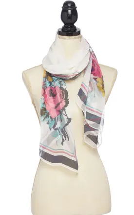 BASC4904 Silky Floral Oblong Scarf
