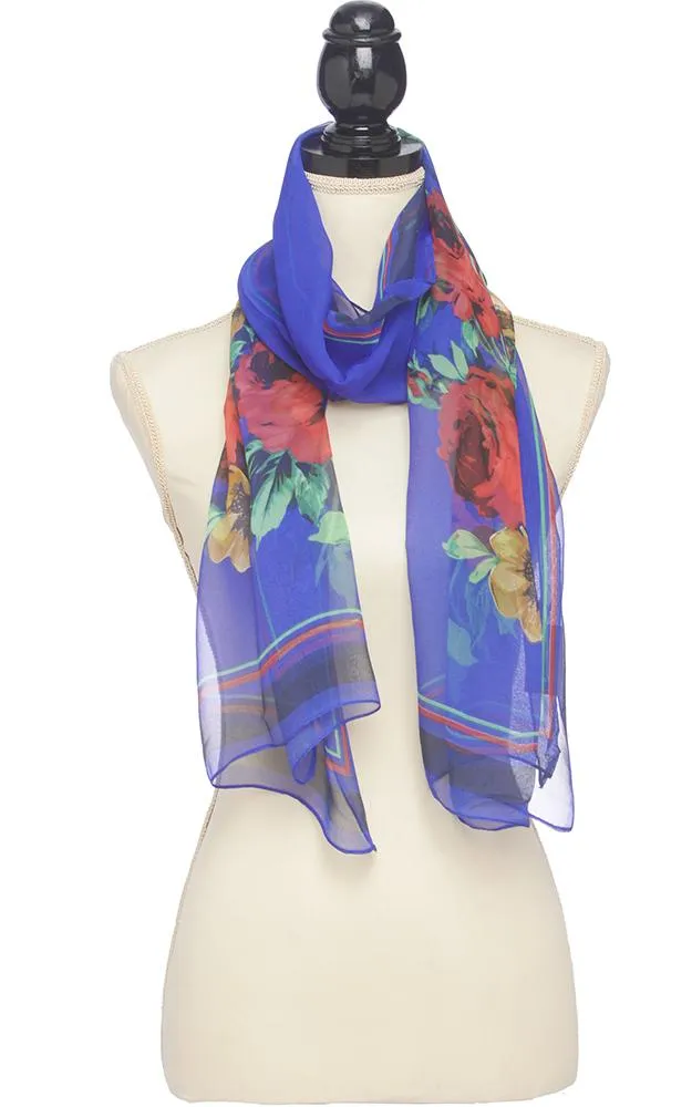 BASC4904 Silky Floral Oblong Scarf