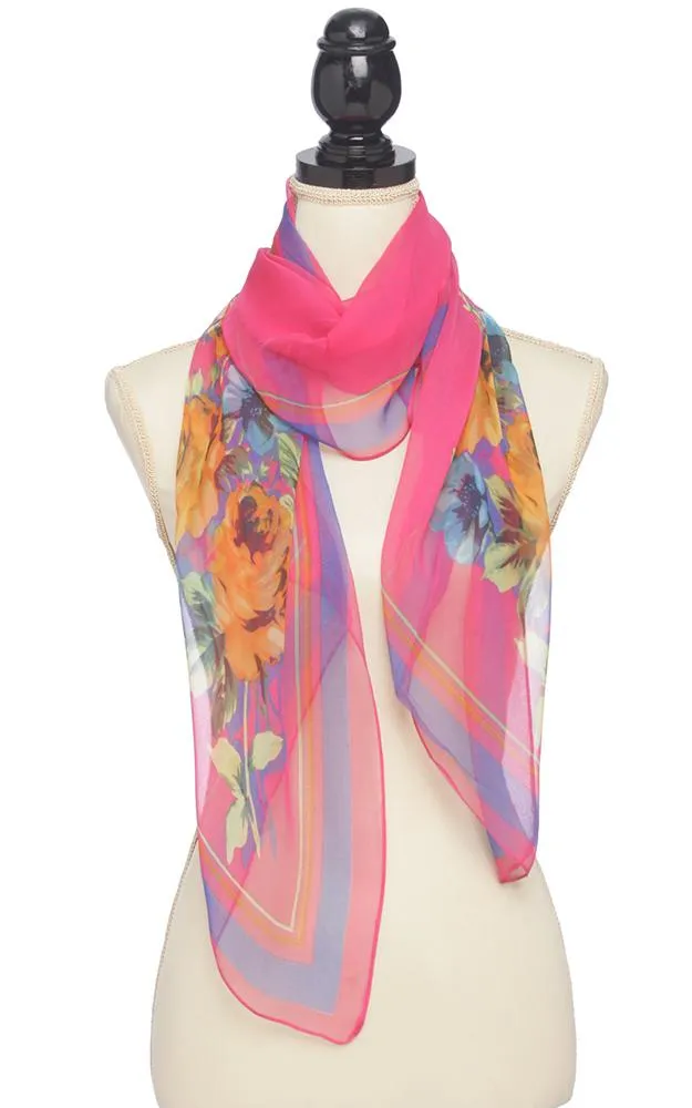 BASC4904 Silky Floral Oblong Scarf