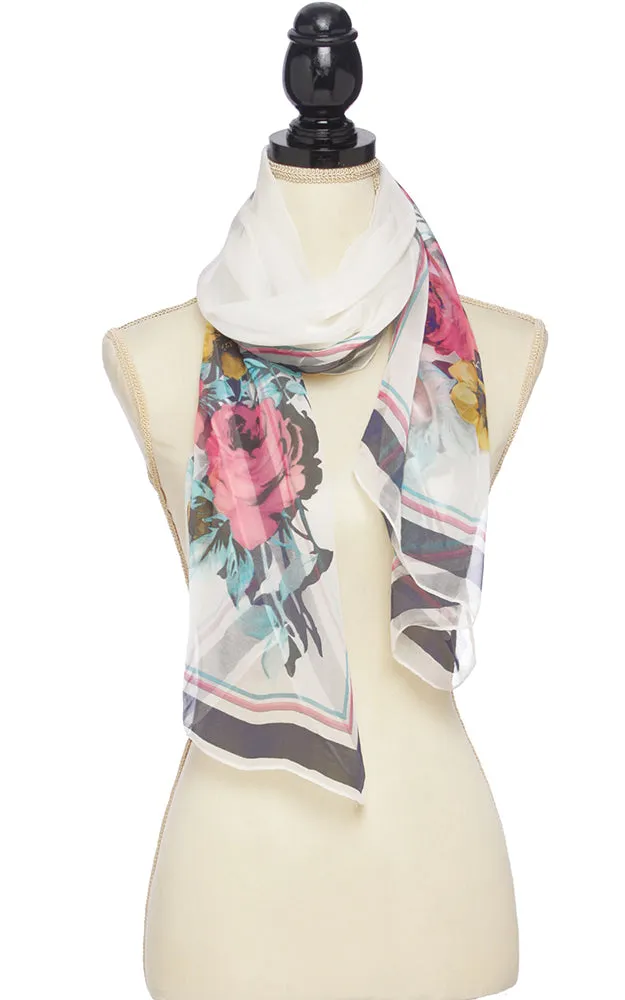 BASC4904 Silky Floral Oblong Scarf