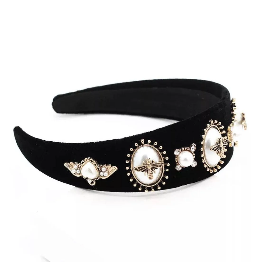 Bee Black Embellished Head Band