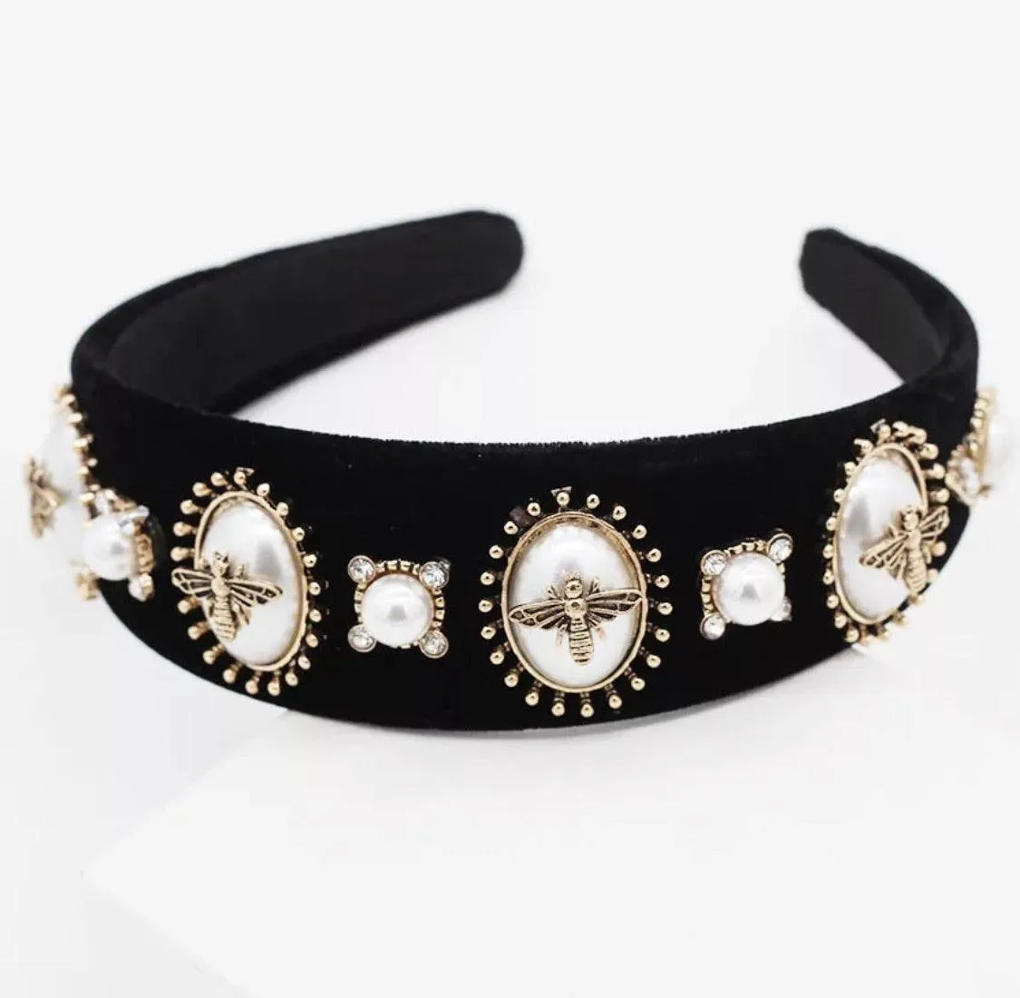 Bee Black Embellished Head Band
