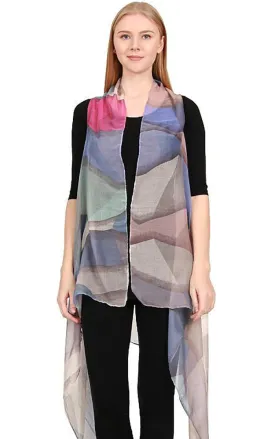 [BOGO] ZAV20216 Multi Pattern Acrylic Long Scarf Vest
