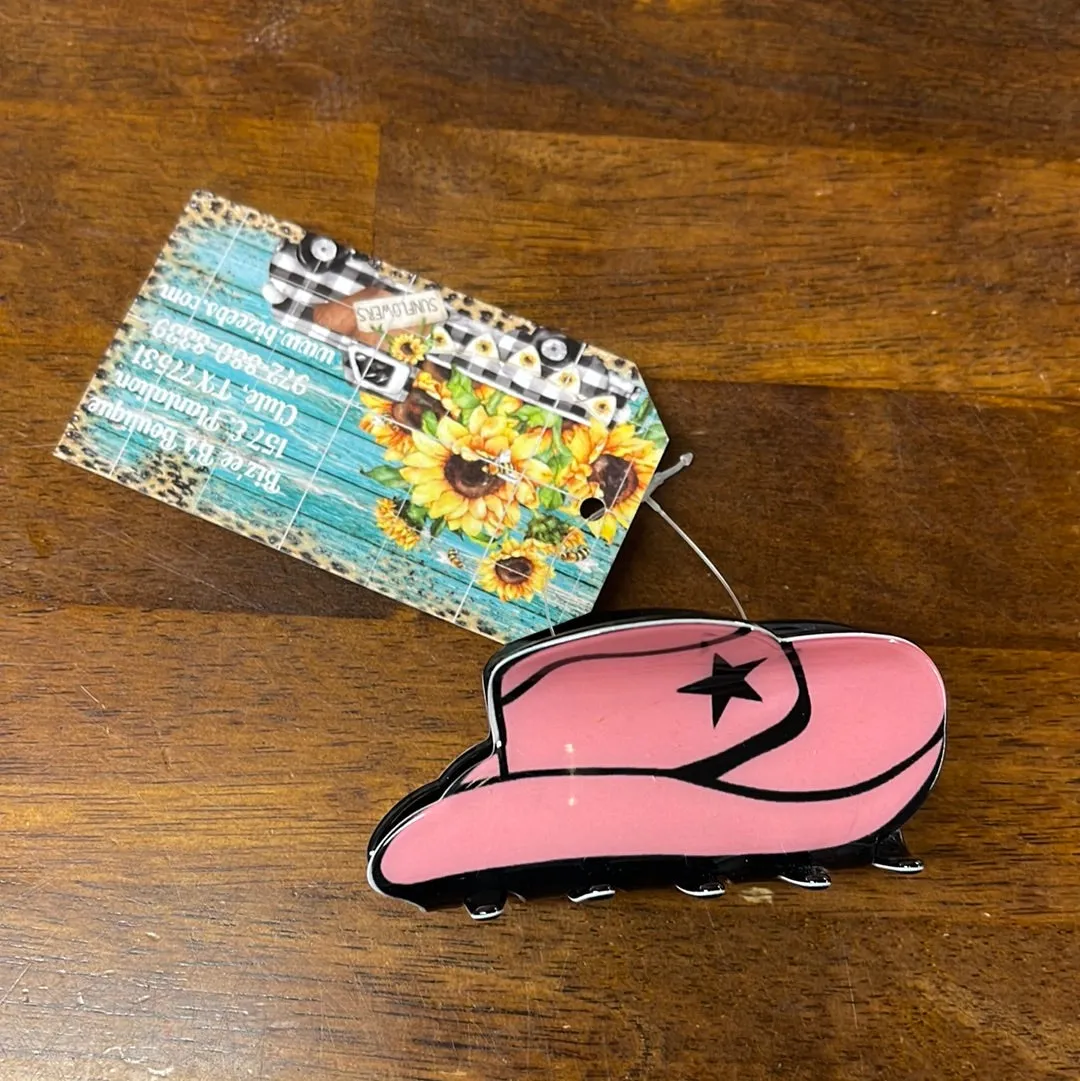 Cowboy Hat/Boots Print Hair Clip