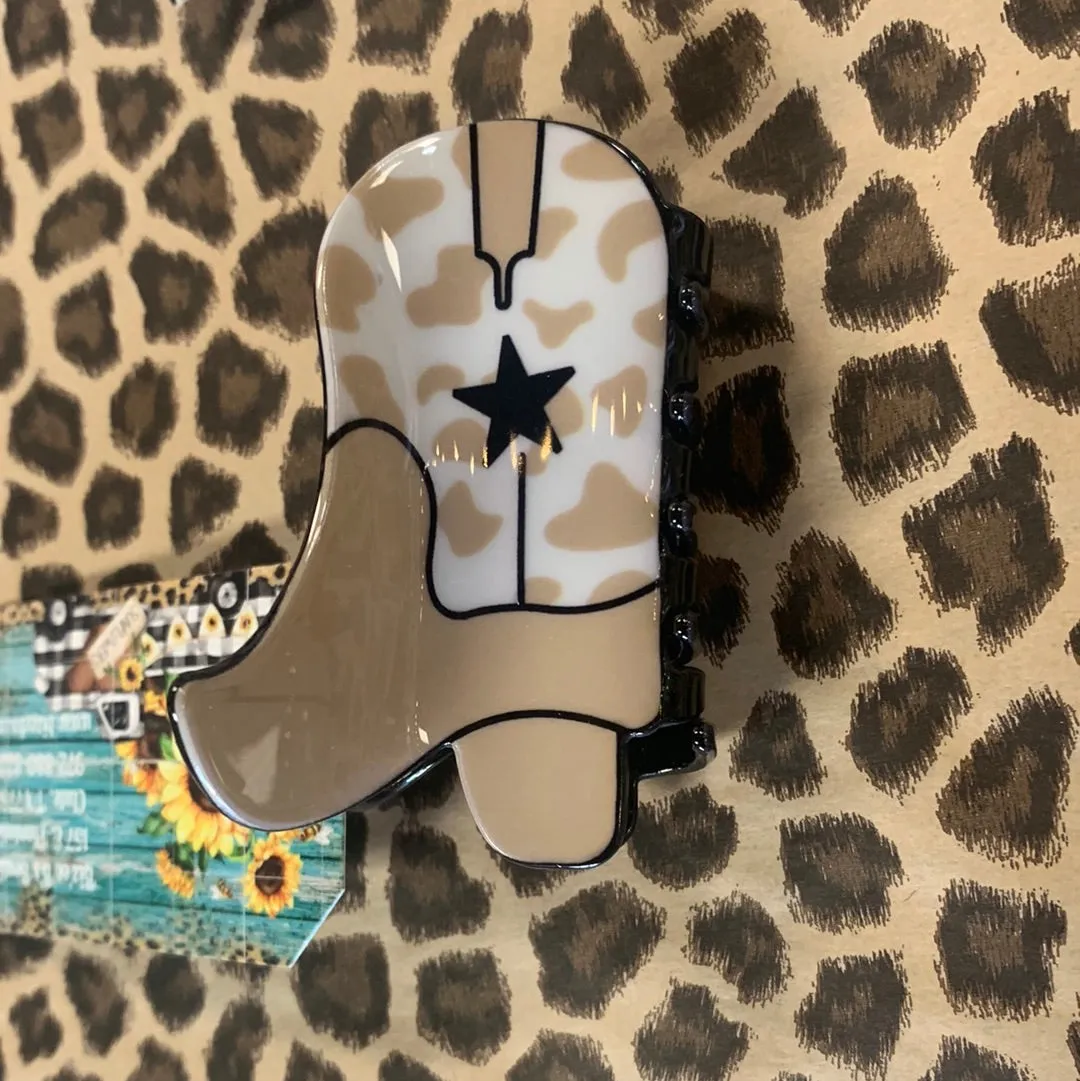 Cowboy Hat/Boots Print Hair Clip