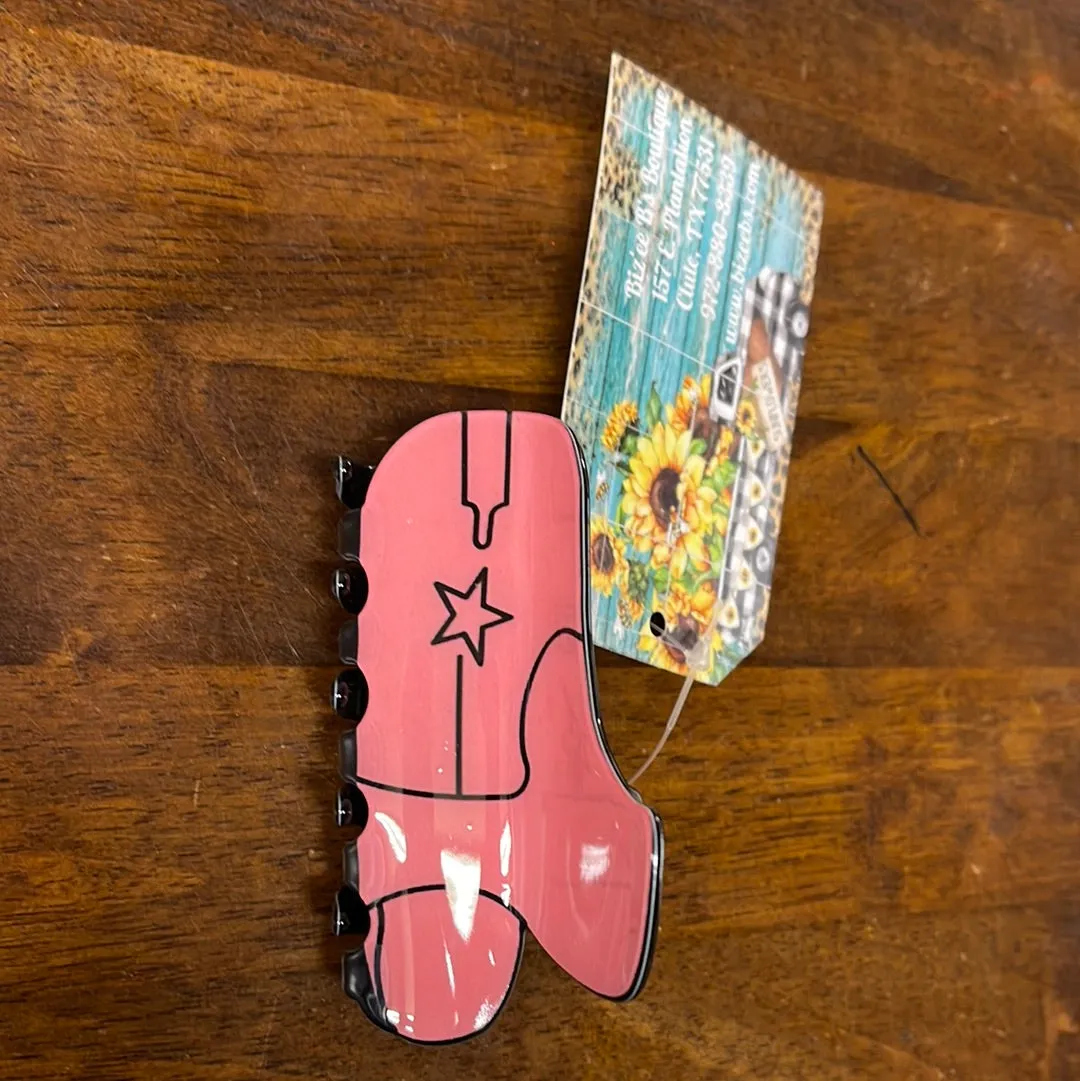 Cowboy Hat/Boots Print Hair Clip