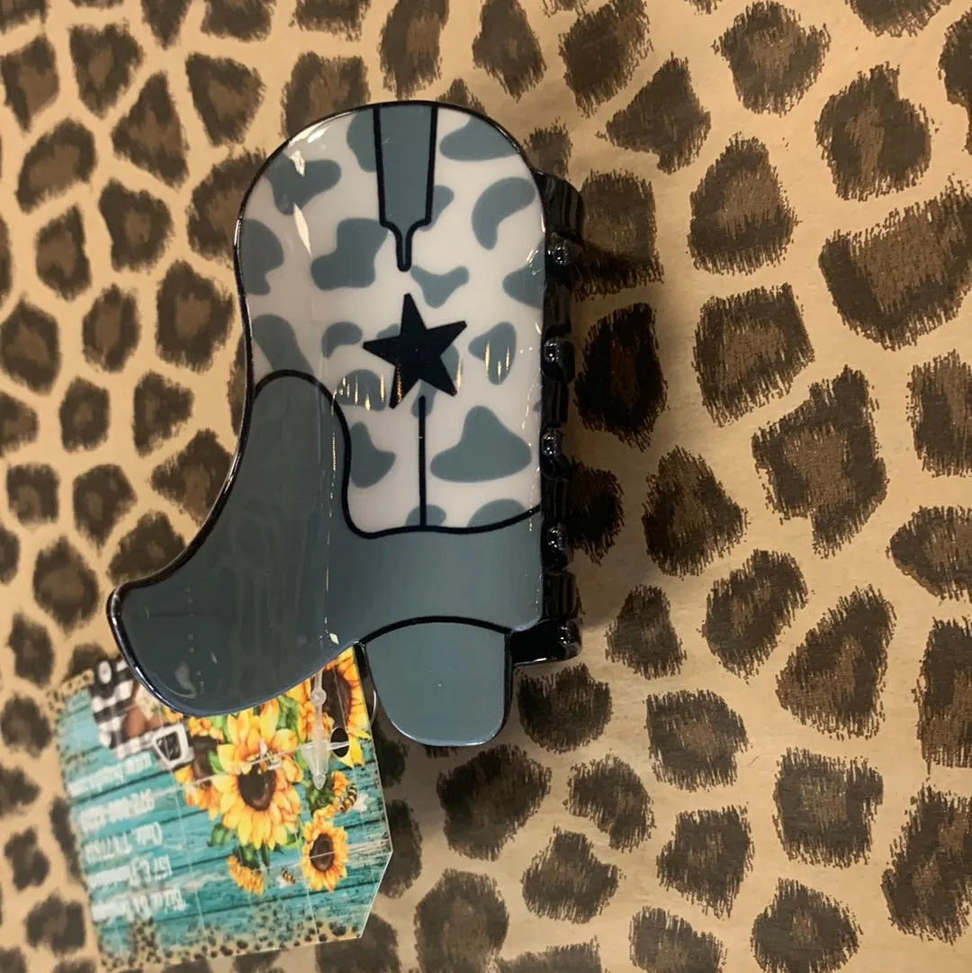 Cowboy Hat/Boots Print Hair Clip