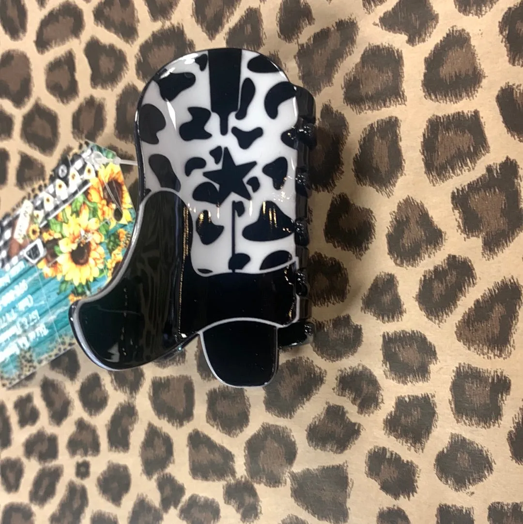 Cowboy Hat/Boots Print Hair Clip