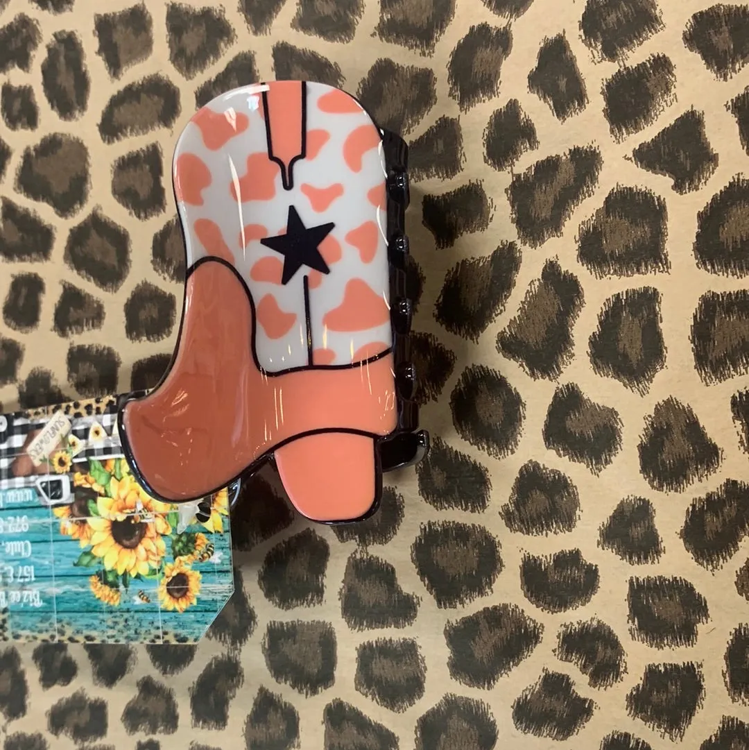 Cowboy Hat/Boots Print Hair Clip