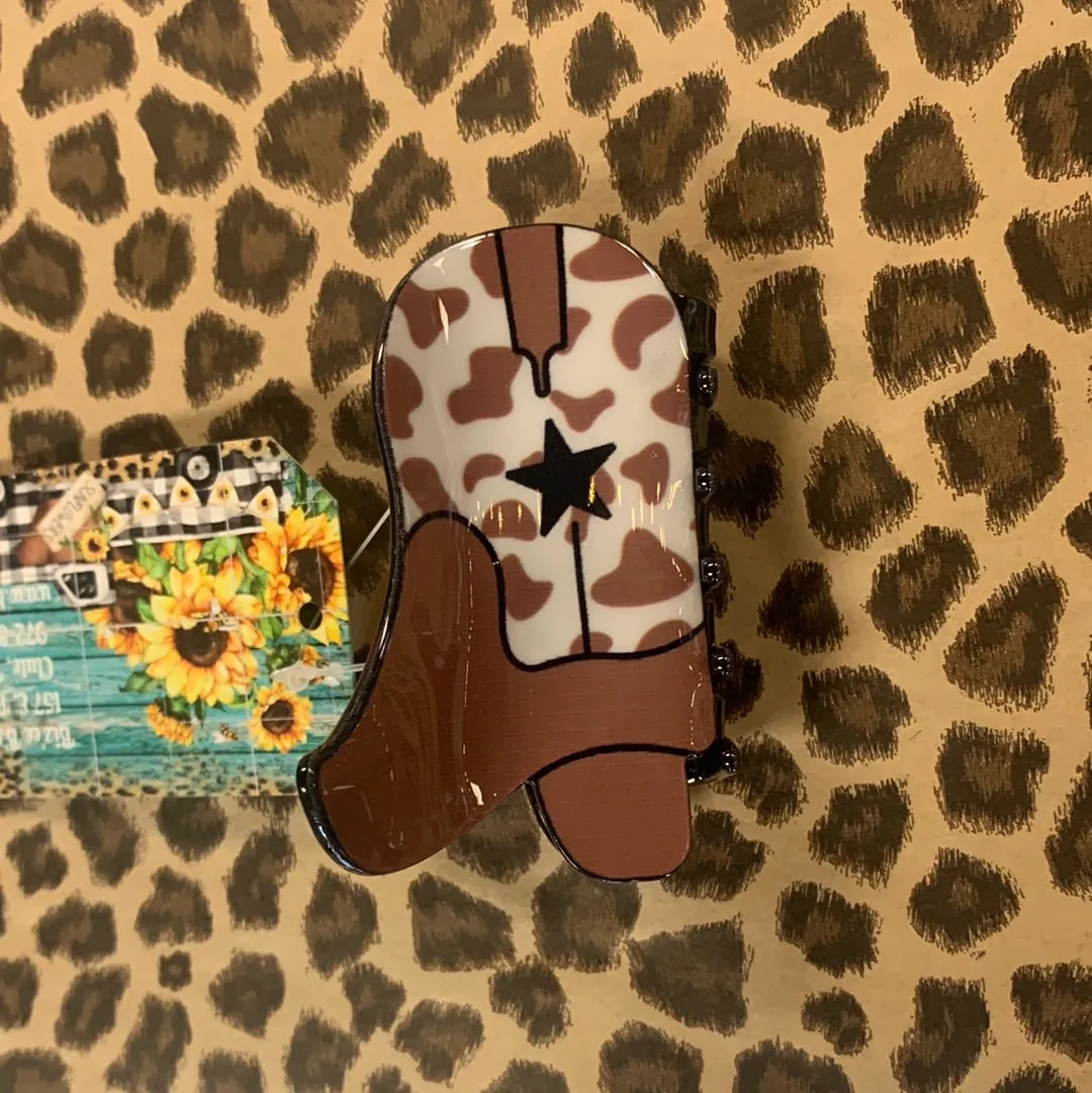 Cowboy Hat/Boots Print Hair Clip