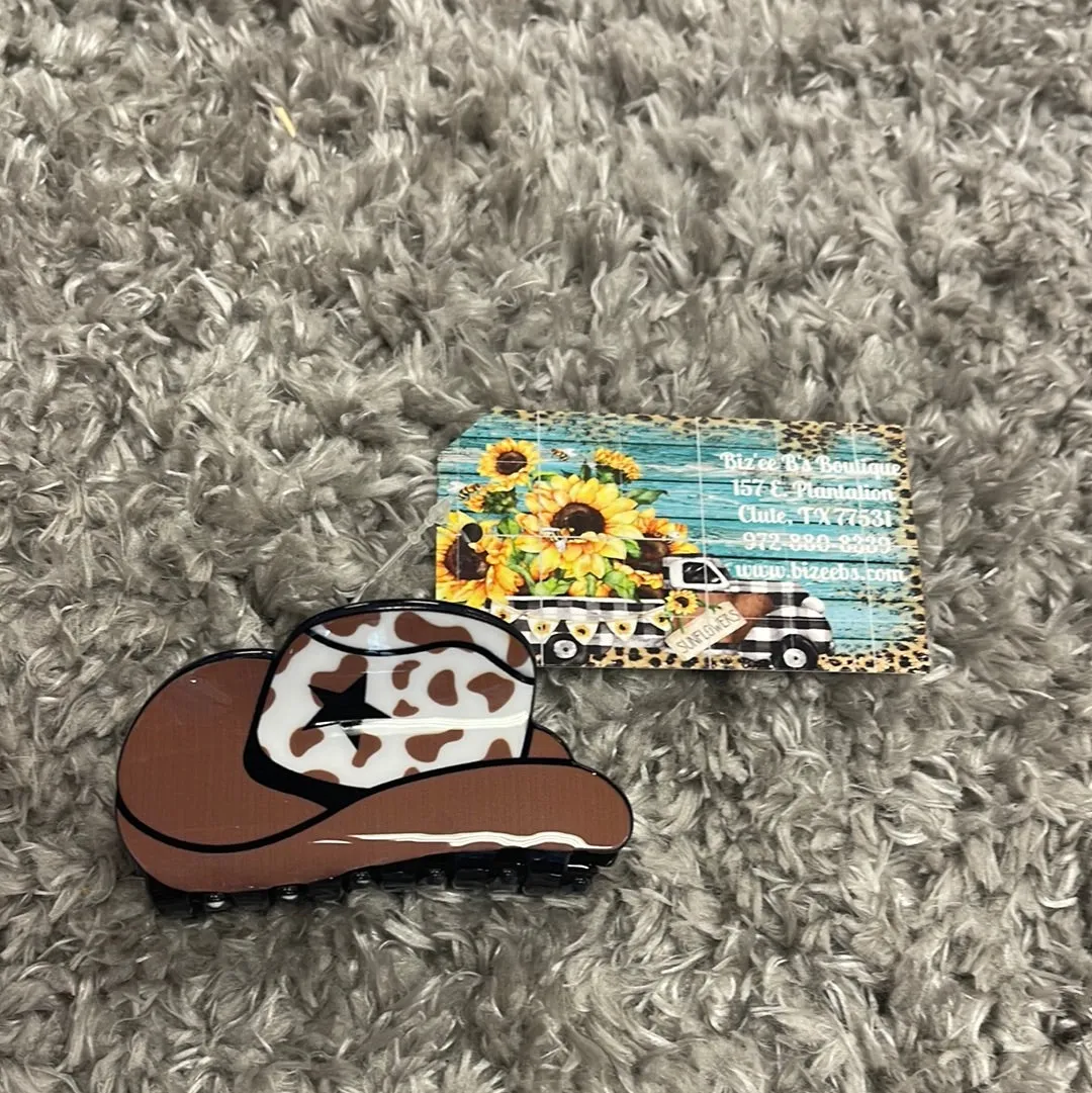 Cowboy Hat/Boots Print Hair Clip