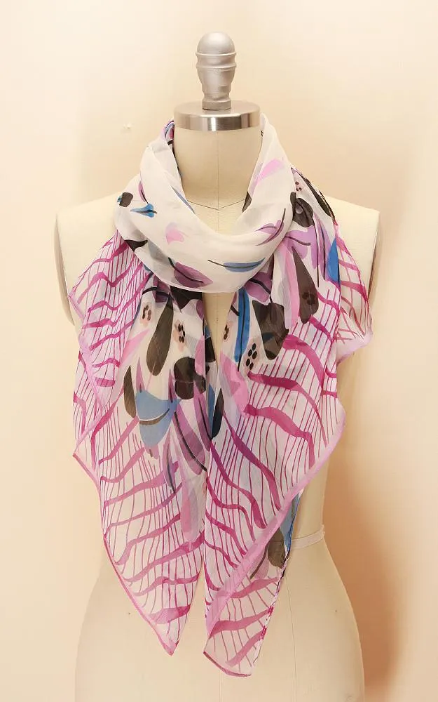 EASC8589 Leaf Print Scarf