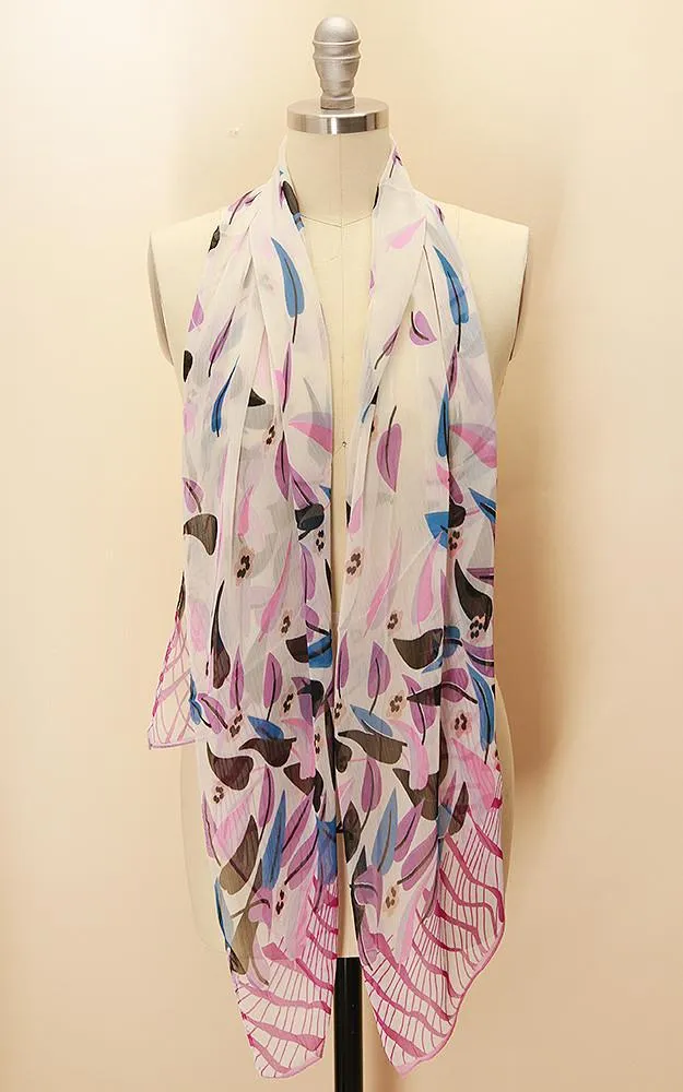 EASC8589 Leaf Print Scarf