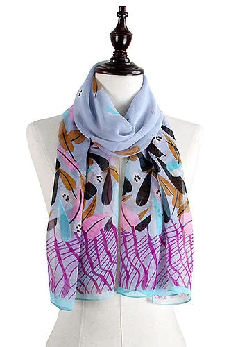 EASC8589 Leaf Print Scarf