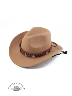 Endless Belt Decorated Western Cowboy Retro Wool Hat