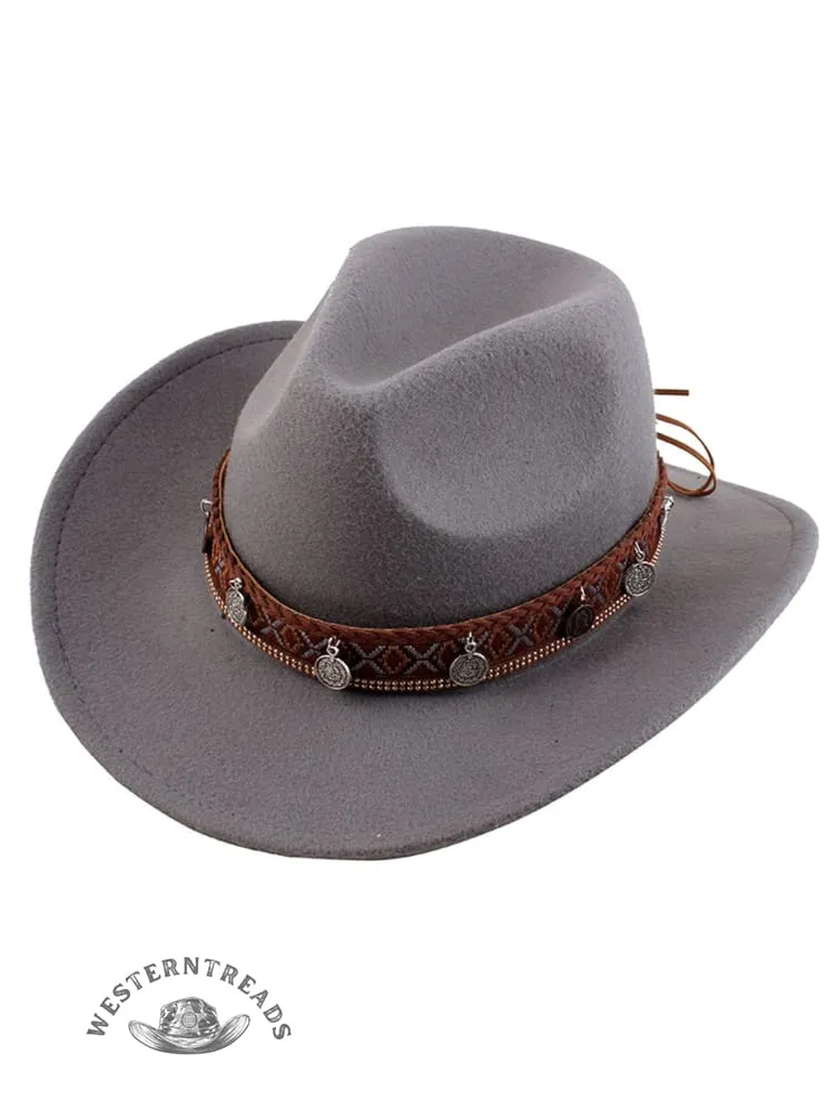 Endless Belt Decorated Western Cowboy Retro Wool Hat