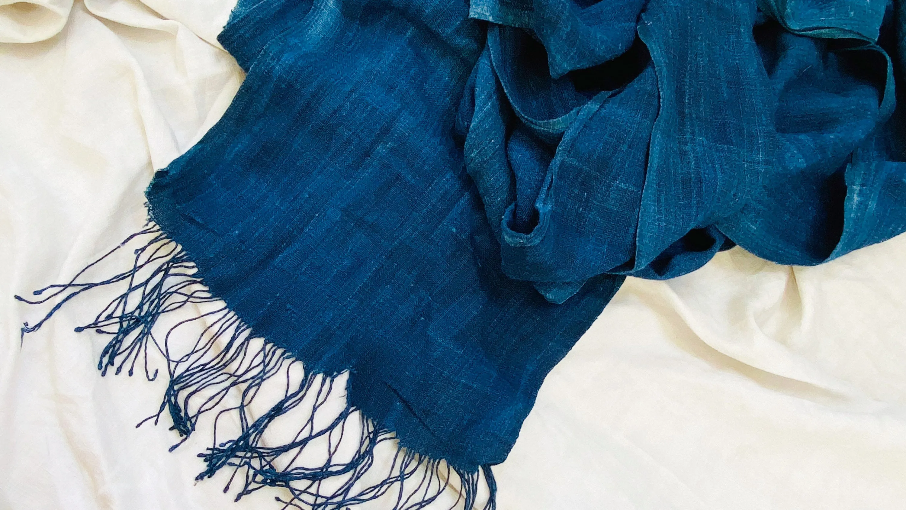 Long Vintage Hmong Raw Silk Scarf, Wrap.