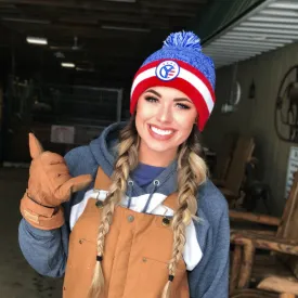Red, White, & Blue Whiskey Riff Pom Beanie