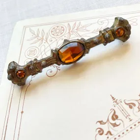 SOLD Vintage/Antique Edwardian/Victorian Brooch, Amber Color Glass Stones
