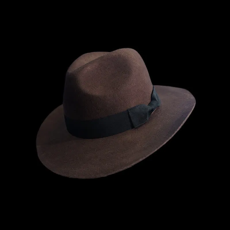 Solid Color Black Ribbon Bow Knot Cowboy Hat