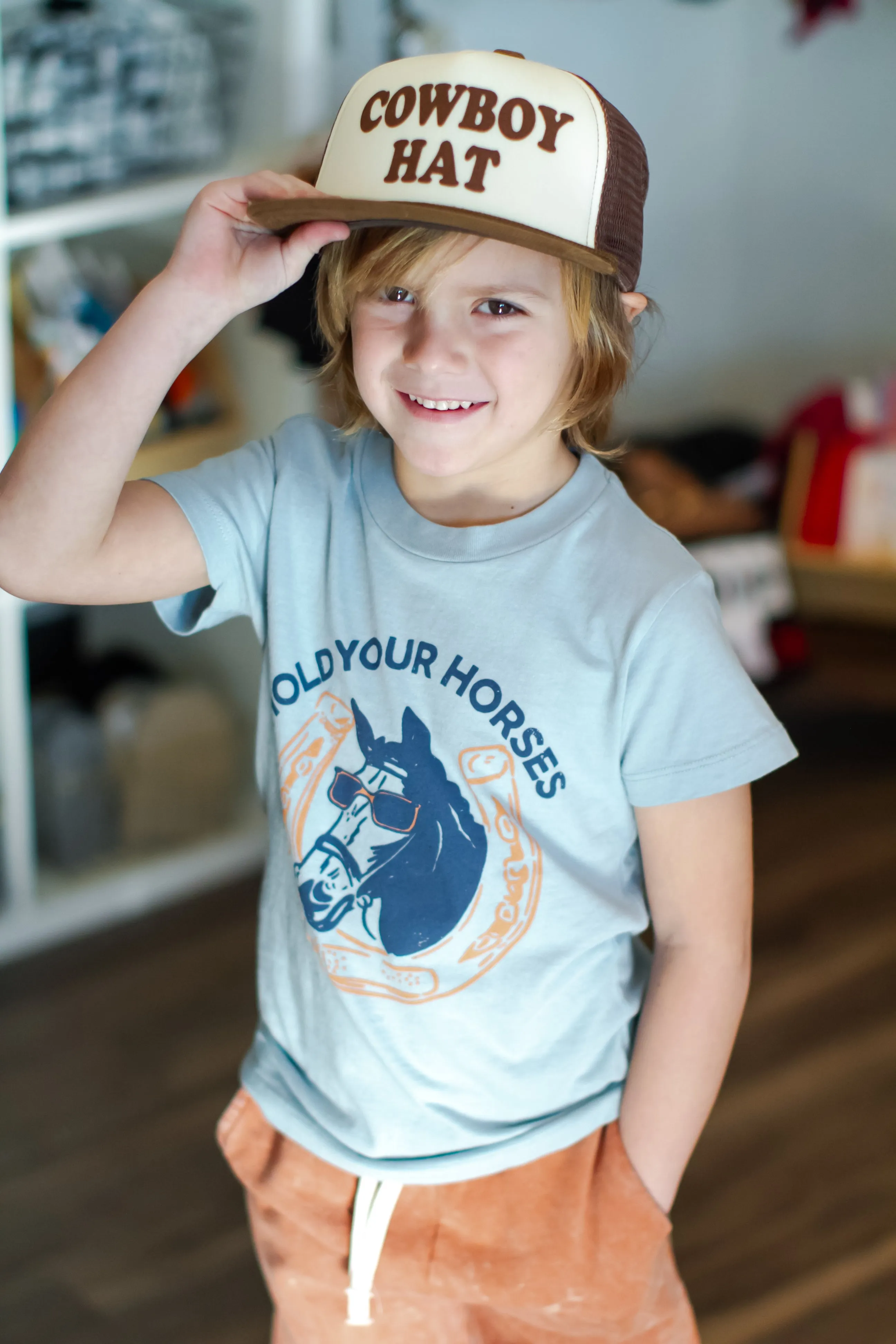 Tiny Whales - Cowboy Trucker Hat in Brown/Natural